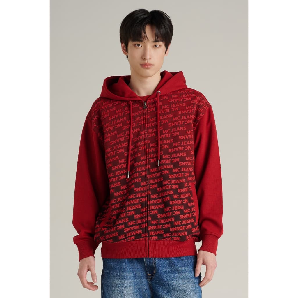 Mc JEANS เสื้อกันหนาว ฮู้ดดี้ Unisex แขนยาว สีแดงเลือดหมู MJHZ242 https://wayoza.com