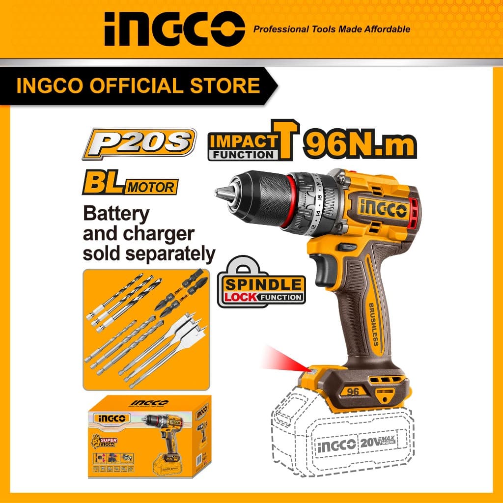 INGCO รุ่น CIDLI209681 แรงบิด 96 N.m สว่านไร้สาย 3 ระบบ เจาะ ขันสกรู กระแทก สว่านกระแทกไร้สาย https://wayoza.com