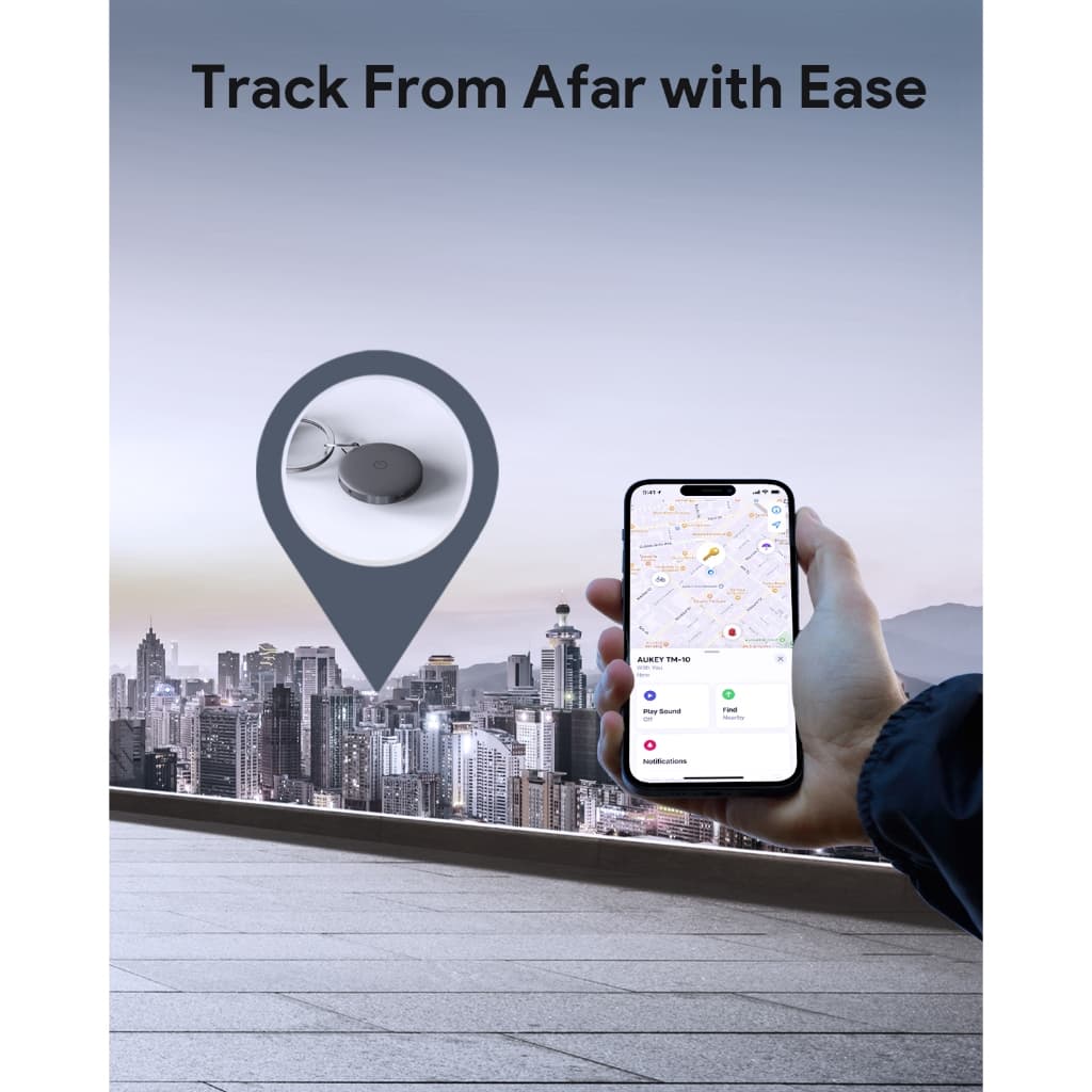 AUKEY Track Mate TM-10 อุปกรณ์ติดตาม GPS สำหรับ iOS ใช้งานกับแอป Find My สำหรับติดตามกุญแจ และสัตว์เลี้ยง https://wayoza.com