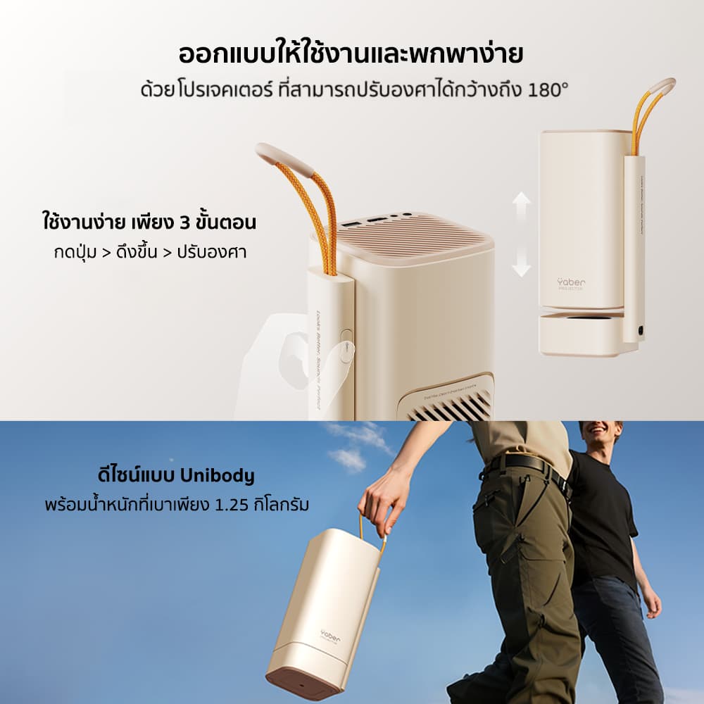 Yaber T1 Pro โปรเจคเตอร์ Linux OS 1080P โฟกัสอัตโนมัติ หมุนได้ 180° คมชัด 1080P FHD ลำโพง 8W น้ำหนักเบา https://wayoza.com