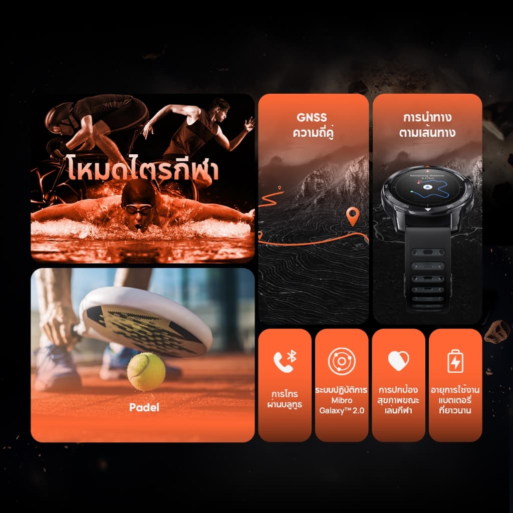 Mibro Watch GS Pro2 สมาร์ทวอทช์ คุยโทรศัพท์ได้ GPS ในตัว กันน้ำ 5ATM หน้าจอ AMOLED HD ขนาด 1.43 นิ้ว โหมดไตรกีฬา https://wayoza.com