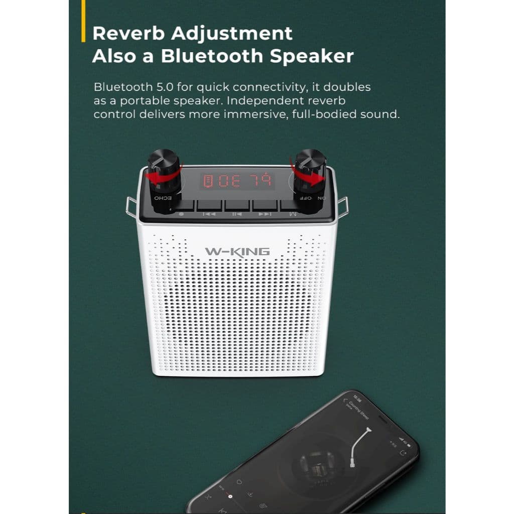 W-King KS06 ลำโพงช่วยสอน ไมค์ไร้สาย ลำโพงบลูทูธ ลำโพงFM ลำโพงไกด์ แบต 13 ชม/ชาร์จ https://wayoza.com