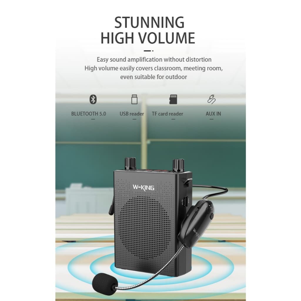 W-King KS16 ลำโพงช่วยสอน ไมค์ไร้สาย ลำโพงเล็ก ลำโพงFM ลำโพงไกด์ แบต 15 ชม/ชาร์จ https://wayoza.com