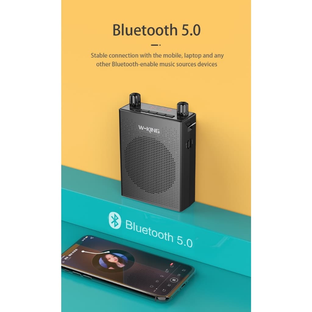 W-King KS16 ลำโพงช่วยสอน ไมค์ไร้สาย ลำโพงเล็ก ลำโพงFM ลำโพงไกด์ แบต 15 ชม/ชาร์จ https://wayoza.com