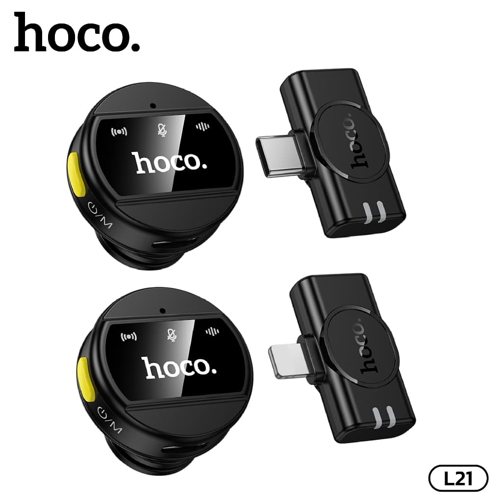 HOCO L21 ไมค์หนีบปกเสื้อไร้สาย mini เเม่เหล็กเสริม รองรับ Type-C/iOS 80mAh ตัดเสียงรบกวน 360องศา รับเสียง HD https://wayoza.com