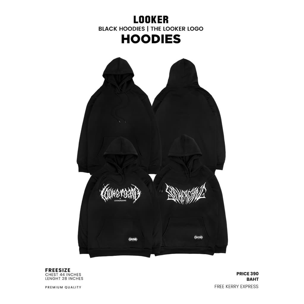 LOOKER - Hoodies เสื้อฮู้ดสีดำ เสื้อฮู้ดแขนยาว https://wayoza.com