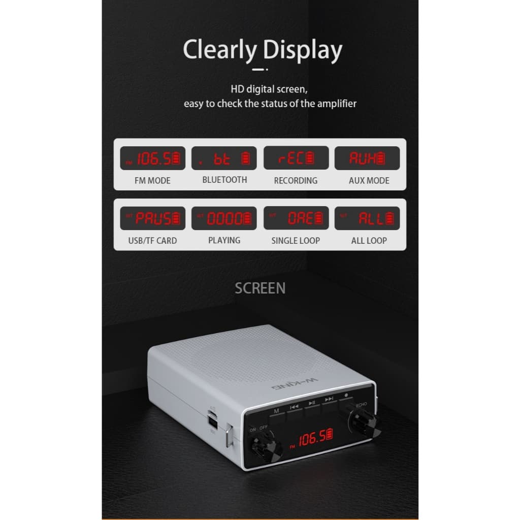 W-King KS16 ลำโพงช่วยสอน ไมค์ไร้สาย ลำโพงเล็ก ลำโพงFM ลำโพงไกด์ แบต 15 ชม/ชาร์จ https://wayoza.com