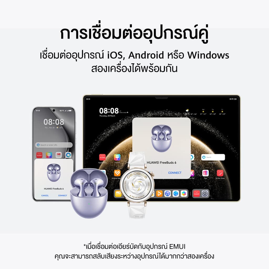 HUAWEI รุ่น Freebuds 6 หูฟังบลูทูธ Bluetooth 5.2 เสียงคุณภาพด้วยไดรเวอร์คู่ https://wayoza.com