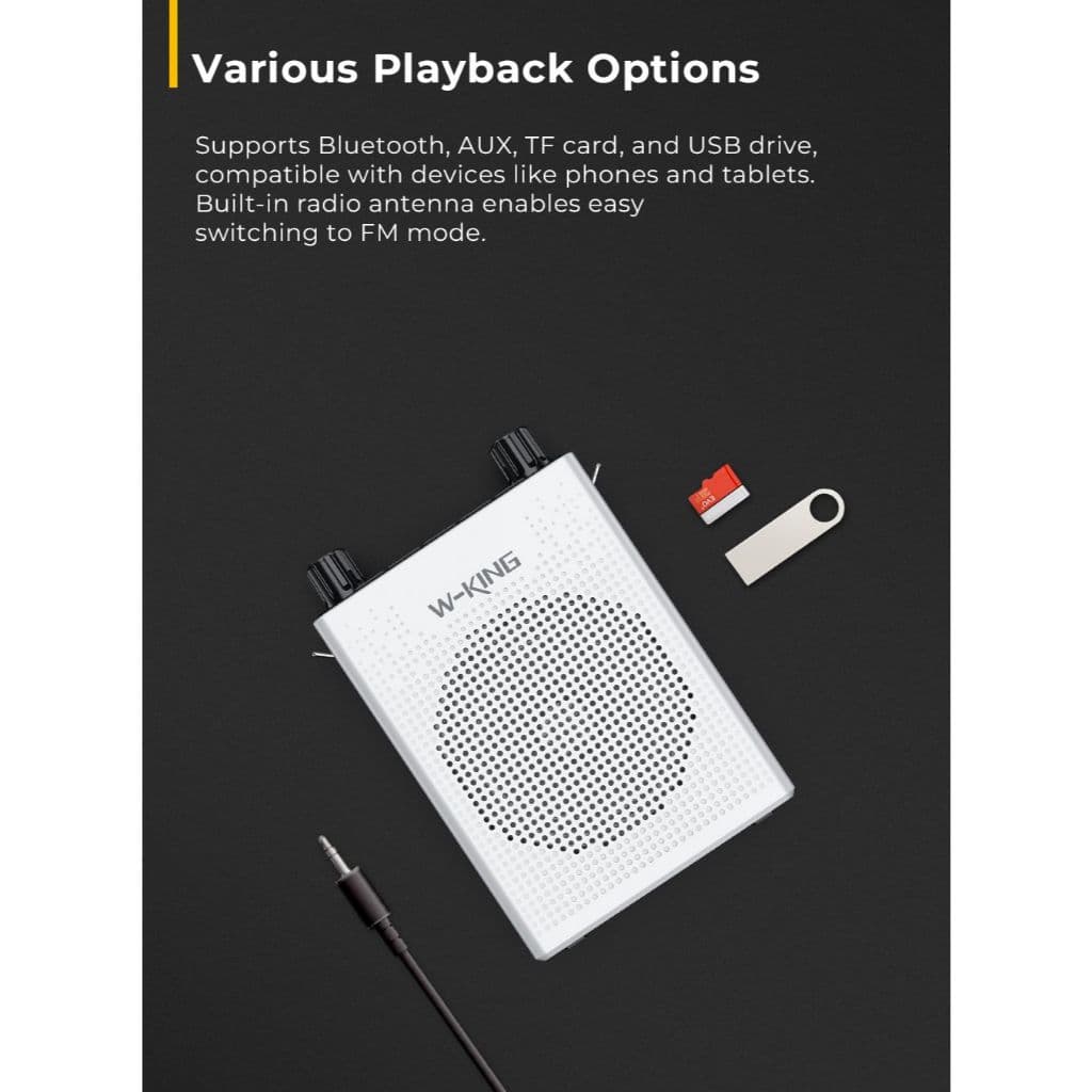 W-King KS06 ลำโพงช่วยสอน ไมค์ไร้สาย ลำโพงบลูทูธ ลำโพงFM ลำโพงไกด์ แบต 13 ชม/ชาร์จ https://wayoza.com