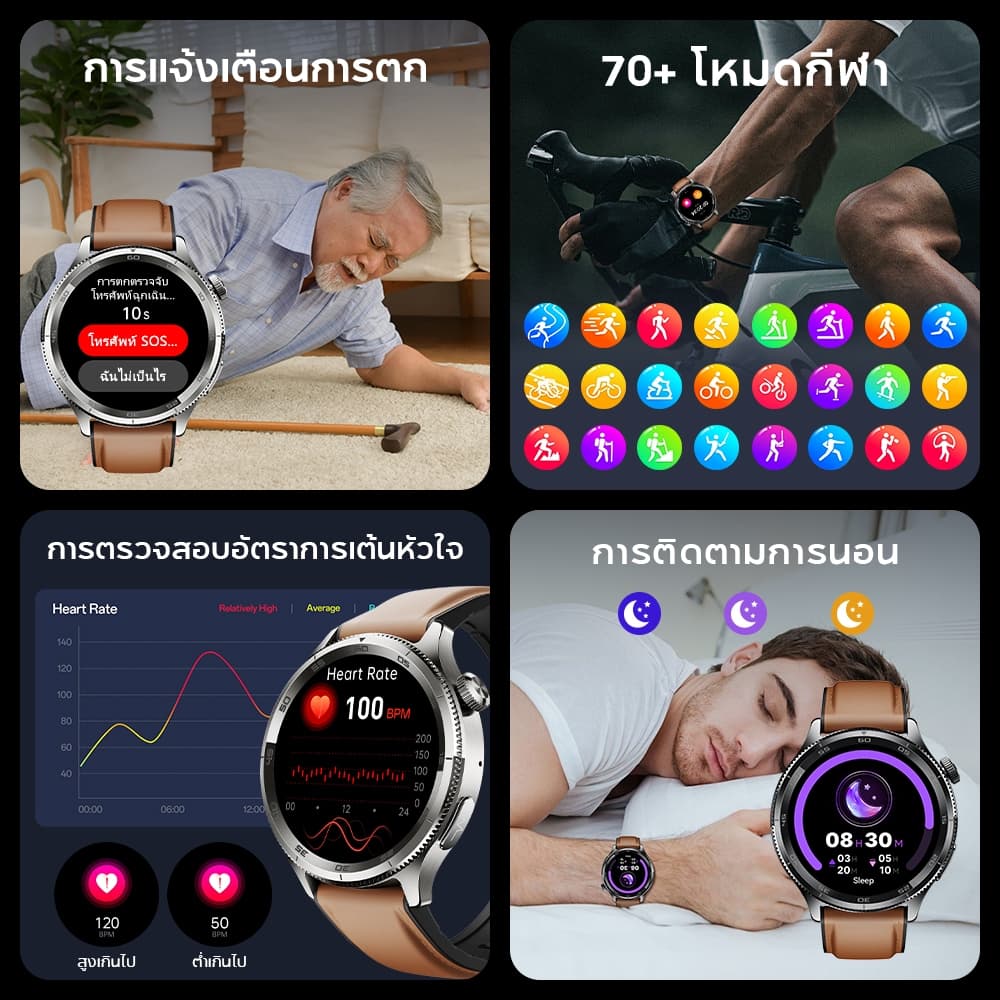 Aolon Pulse สมาร์ทวอทช์ การตรวจ ECG นาฬิกาวัดความดันและน้ำตาล การตรวจจับ HRV นาฬิกาสุขภาพ ความเครียดทางอารมณ์ นอนหลับ https://wayoza.com