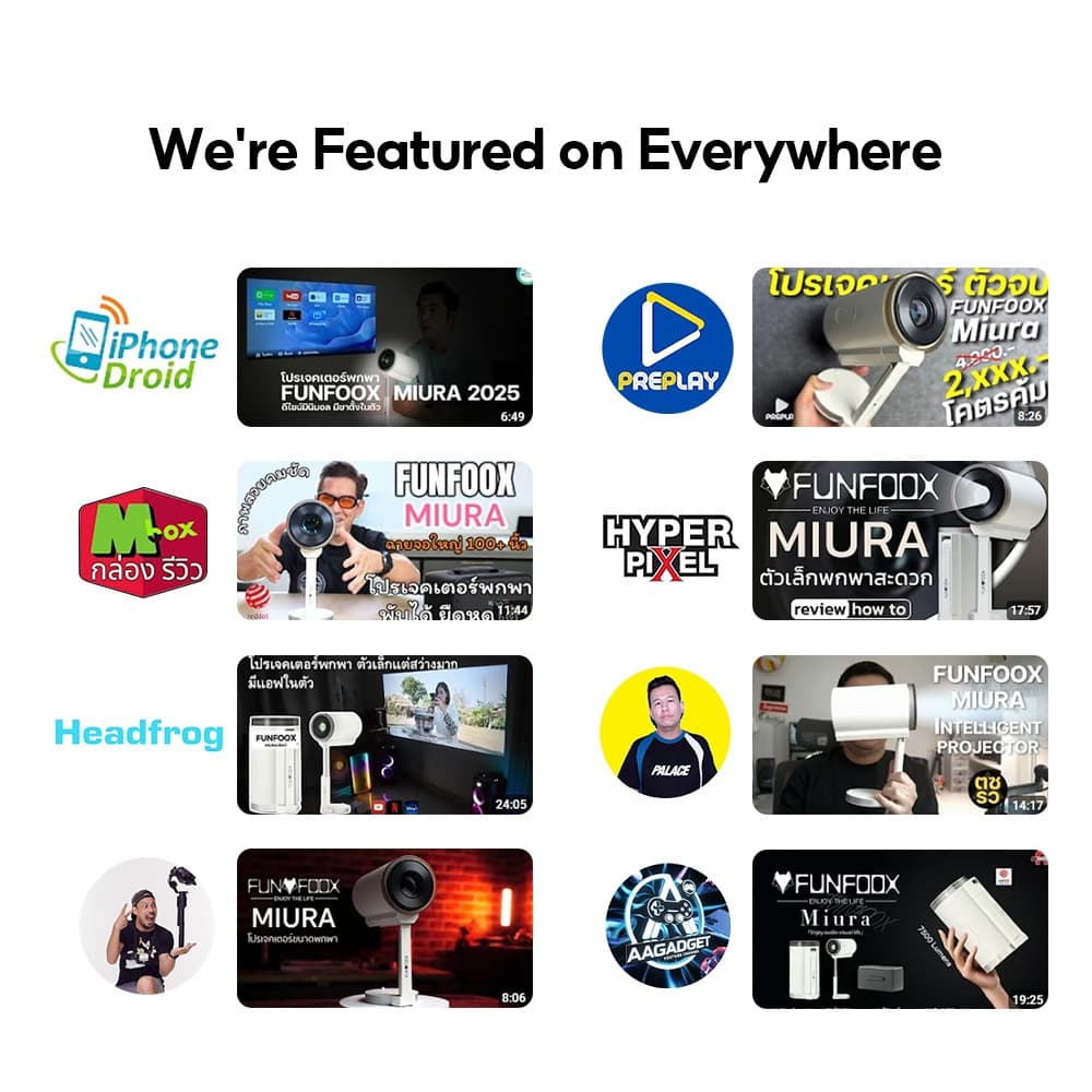 FUNFOOX MIURA โปรเจคเตอร์ Android TV 1080P รองรับ 4K projector NEW mini พร้อมกระเป๋าเก็บของ โปรเจกเตอร์มือถือ hdmi / netflix กลางแจ้ง Android 13 https://wayoza.com