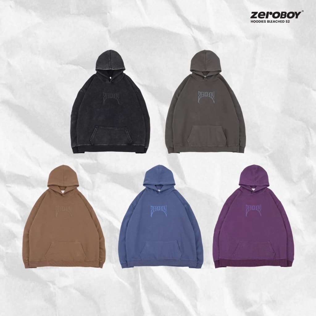 ZEROBOY เสื้อฮู้ดแขนยาว Hoodies Bleached S2 " ฮู้ดผ้าฟอก 5 สี " https://wayoza.com