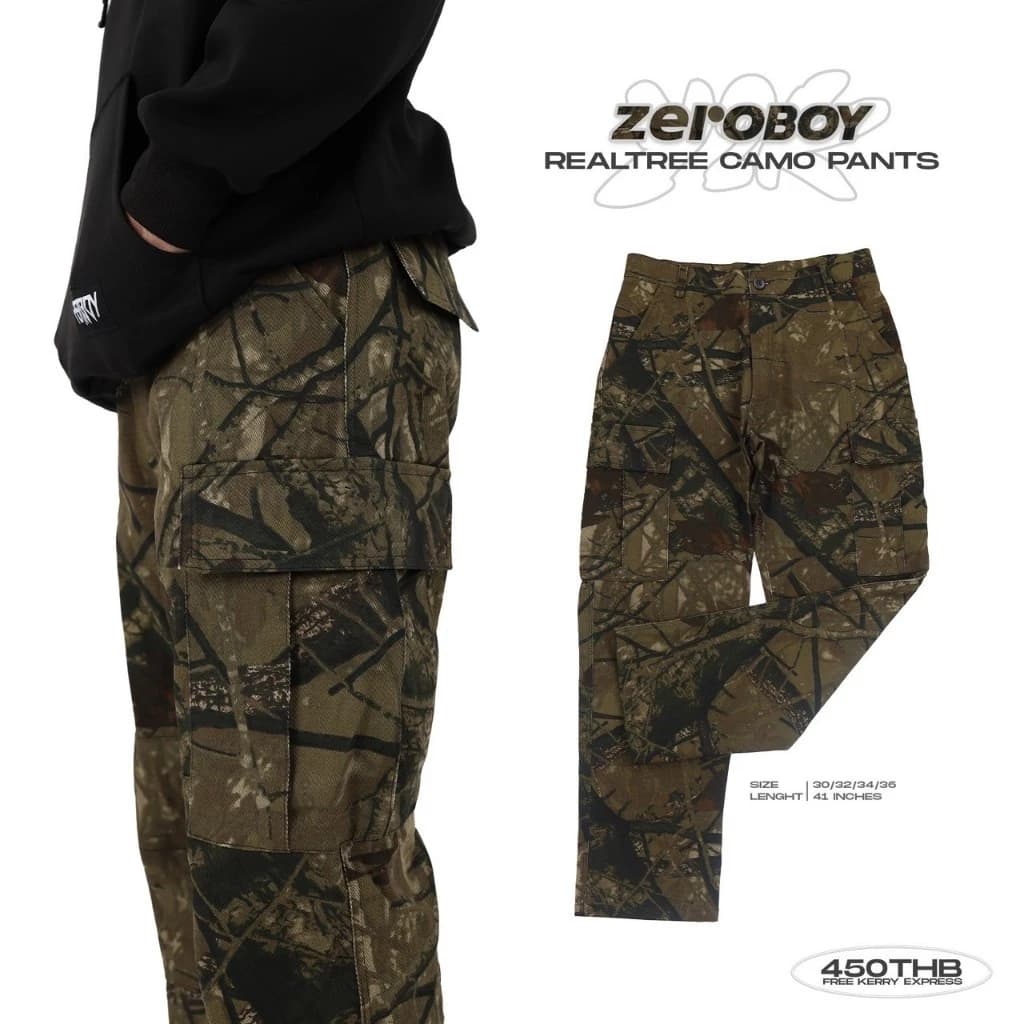 ZEROBOY - Realtree Camo Pants กางเกงขายาวคาร์โก้ลายพราง Style Vintage Y2K https://wayoza.com