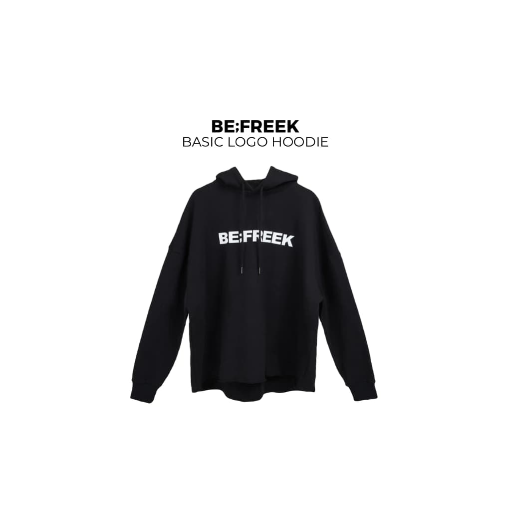 BE;FREEK BLACK Basic Logo Hoodie (Available Now) เสื้อฮู้ดดี้ โลโก้ สีดำ https://wayoza.com