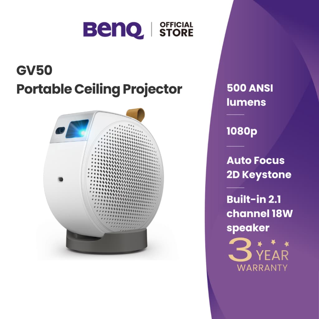 BenQ GV50 โปรเจคเตอร์ Google TV 1080p 500lm Laser Portable Projector (โปรเจคเตอร์พกพา wifi) https://wayoza.com