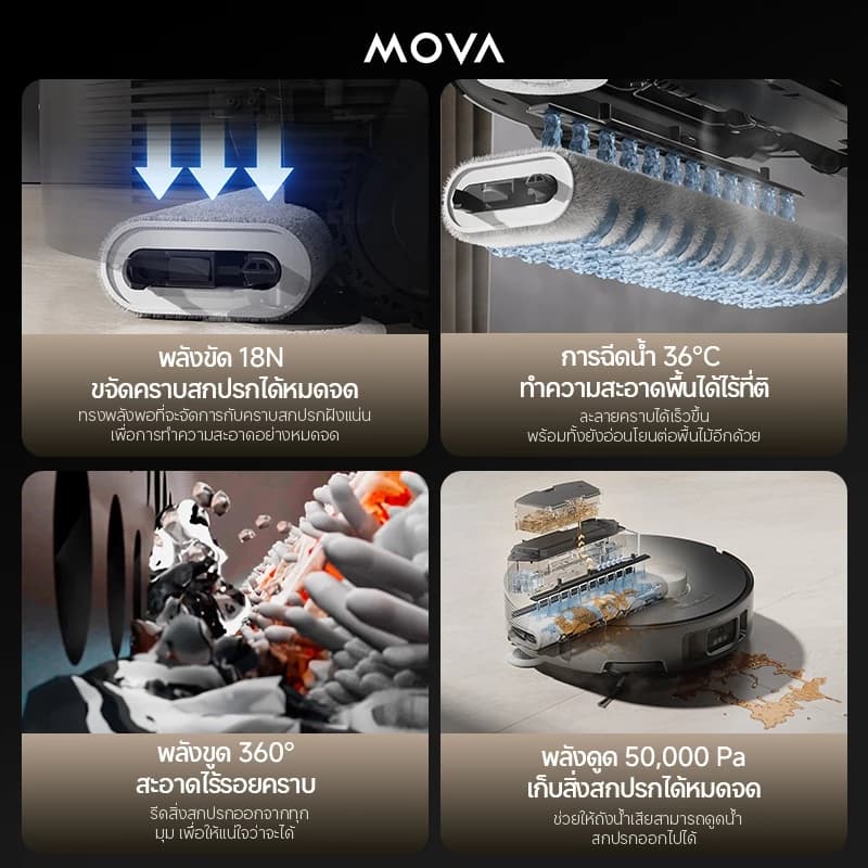 MOVA Z50 Ultra Robot Vacuum Mop หุ่นยนต์ดูดฝุ่น แรงดูด 19000Pa ทำความสะอาดด้วยน้ำร้อนหมุนเวียน สะอาดครบทุกมุม เครื่องถูพื้นอัจฉริยะ https://wayoza.com