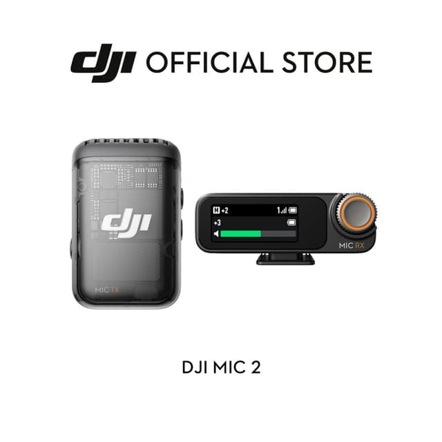 DJI Mic 2 ไมค์ไร้สาย Wireless Microphone บันทึกเสียง ตัดเสียงรบกวน (เฉพาะเซตมีตัวรับสัญญาณ) เเบตเตอรี่อึด 12 ชม.