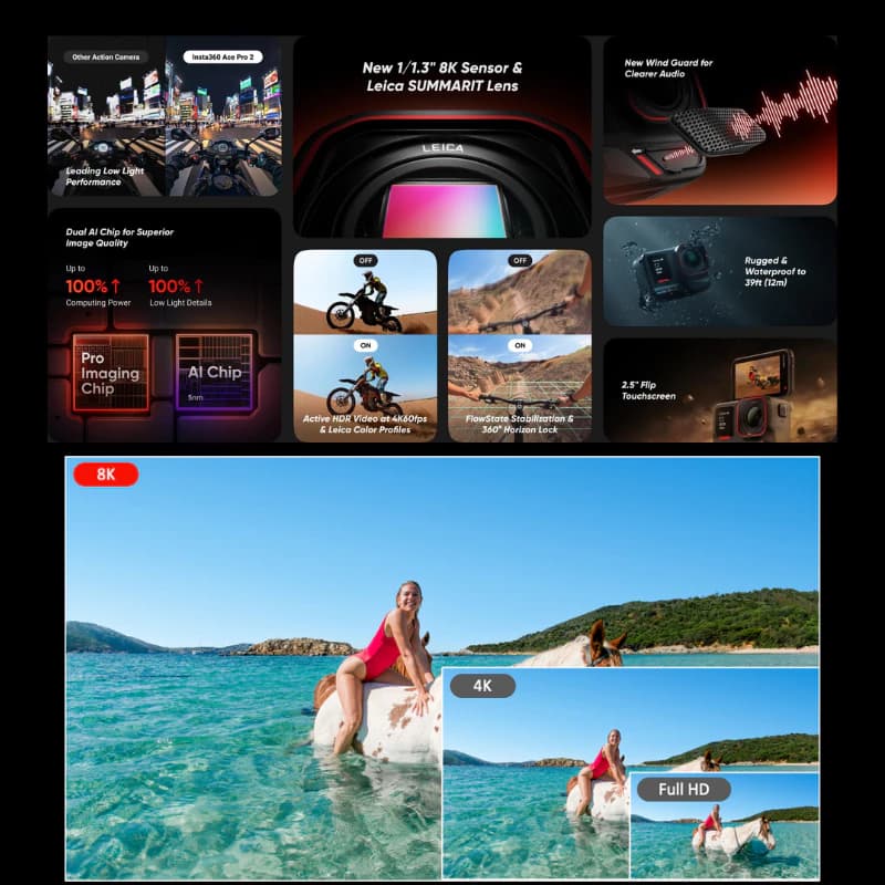 Insta360 Ace Pro 2 8K AI - Action Camera ประกันศูนย์ไทย 1 ปี https://wayoza.com