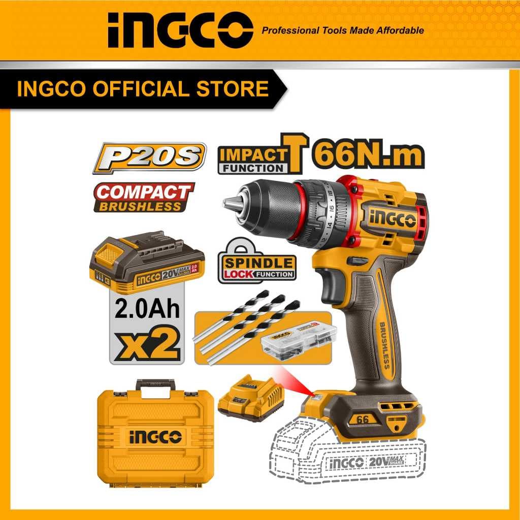 INGCO รุ่น CIDLI20668 แรงบิด 66 N.m สว่านไร้สาย 3 ระบบ เจาะ ขันสกรู กระแทก สว่านกระแทกไร้สาย 20V https://wayoza.com