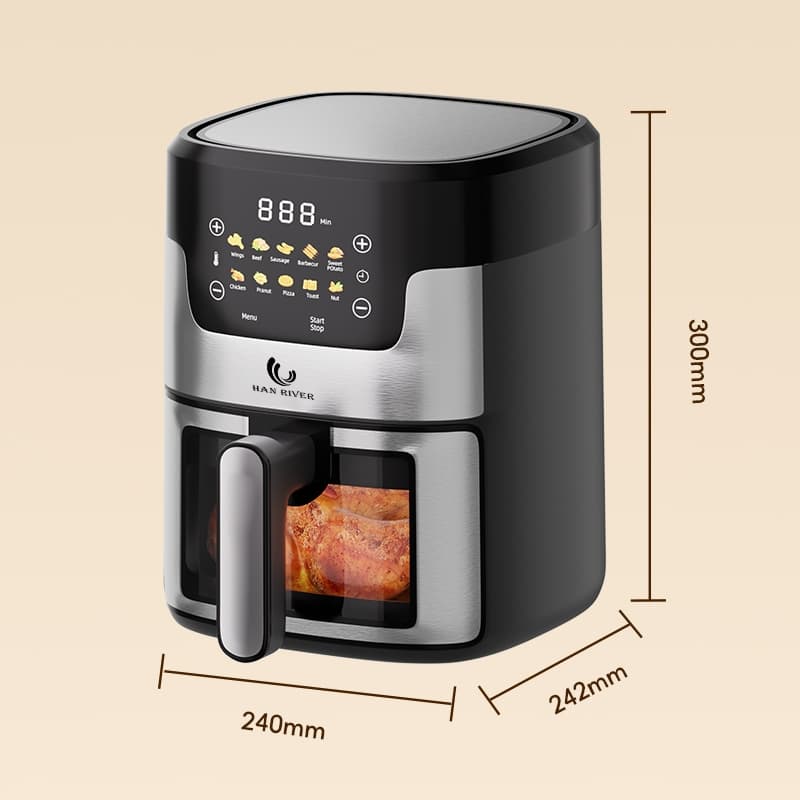 HAN RIVER รุ่น HRAF06BK หม้อทอดไร้น้ำมัน Air Fryer 1400W หม้อทอด 8L วัสดุสแตนเลสแบบใหม่ สัมผัสในคลิกเดียว https://wayoza.com