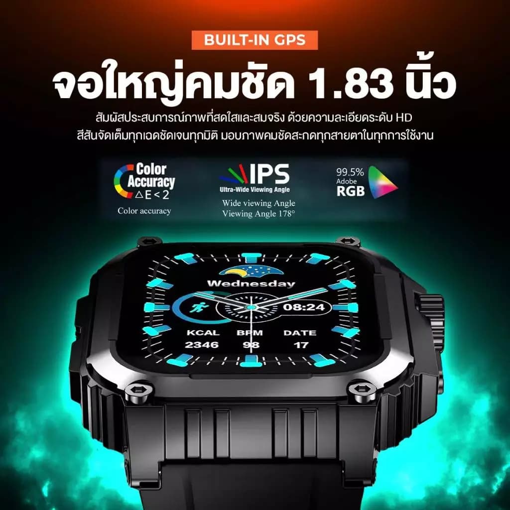 AXON G-Connect Smart Watch หน้าจอ IPS 1.85" รองรับการโทร วัดชีพจร SpO2 ติดตามด้วย GPS - 2Y https://wayoza.com
