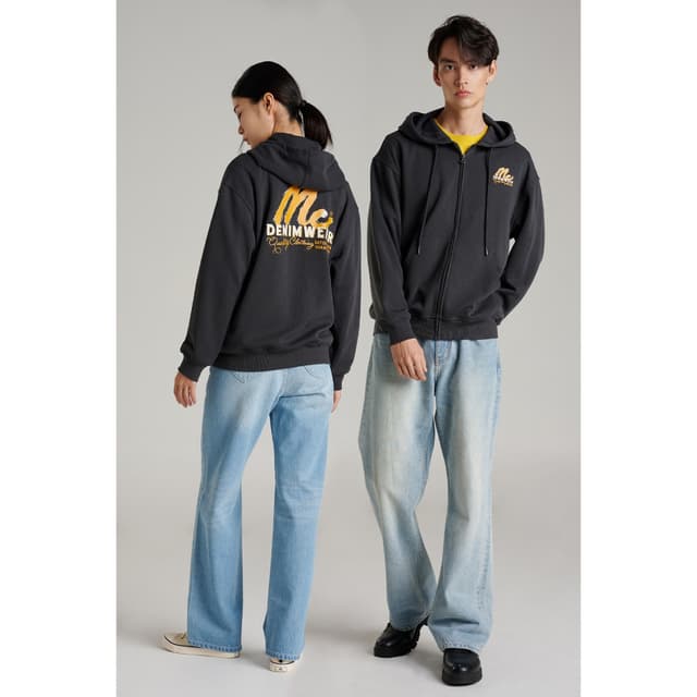 Mc jeans เสื้อกันหนาว ฮู้ดดี้ Unisex แขนยาว สีเทา MJHP221