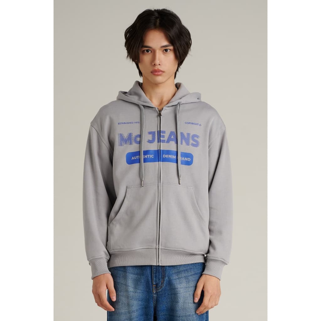 Mc jeans เสื้อกันหนาว ฮู้ดดี้ Unisex แขนยาว สีเทาอมฟ้า MJHP238 https://wayoza.com