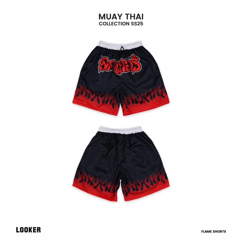 LOOKER กางเกงขาสั้นลายไฟ - Flame Shorts ไฟส้ม ไฟแดง ไฟน้ำเงิน ไฟเทา https://wayoza.com