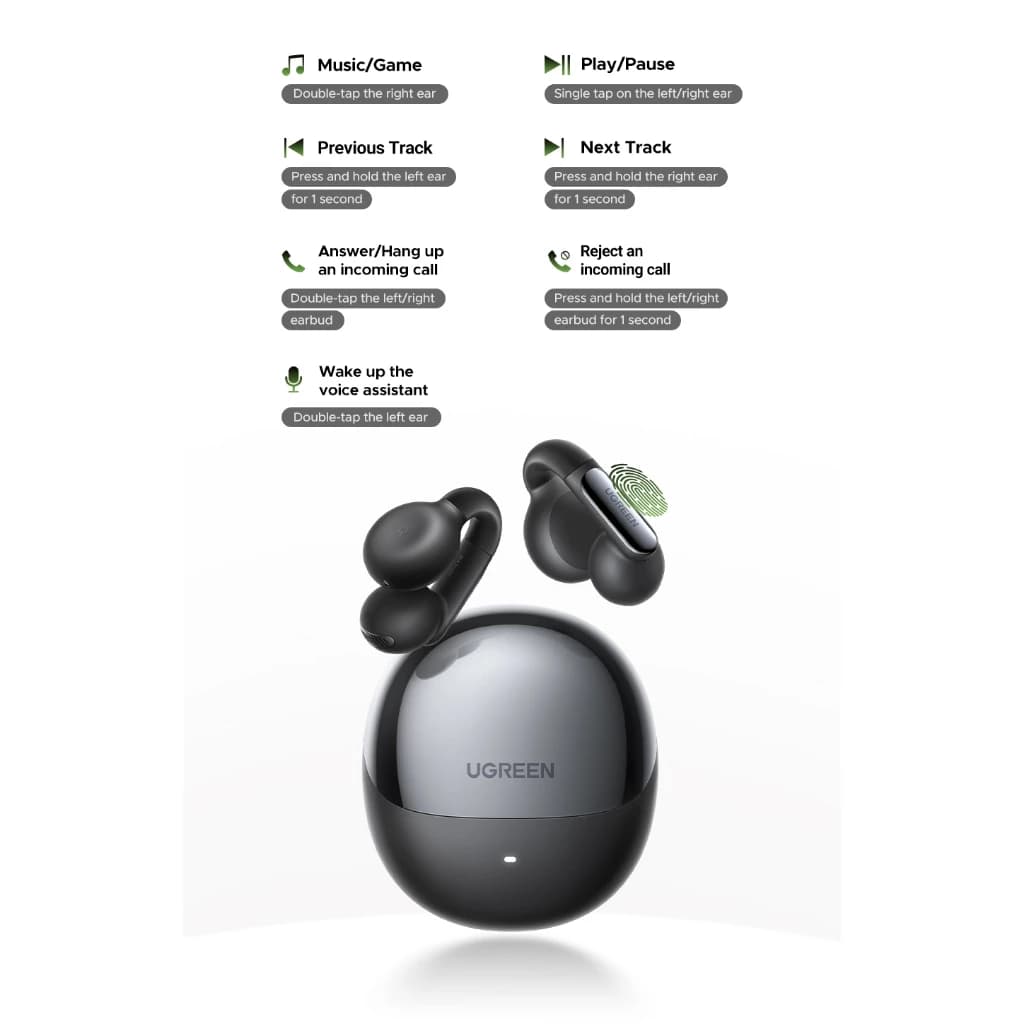 UGREEN HiTune S5 รุ่น WS210 หูฟังไร้สายบลูทูธ 5.4 หูฟังเกี่ยวหูไร้สาย ใช้งานง่าย เสียงชัด พร้อมไมค์ในตัว https://wayoza.com