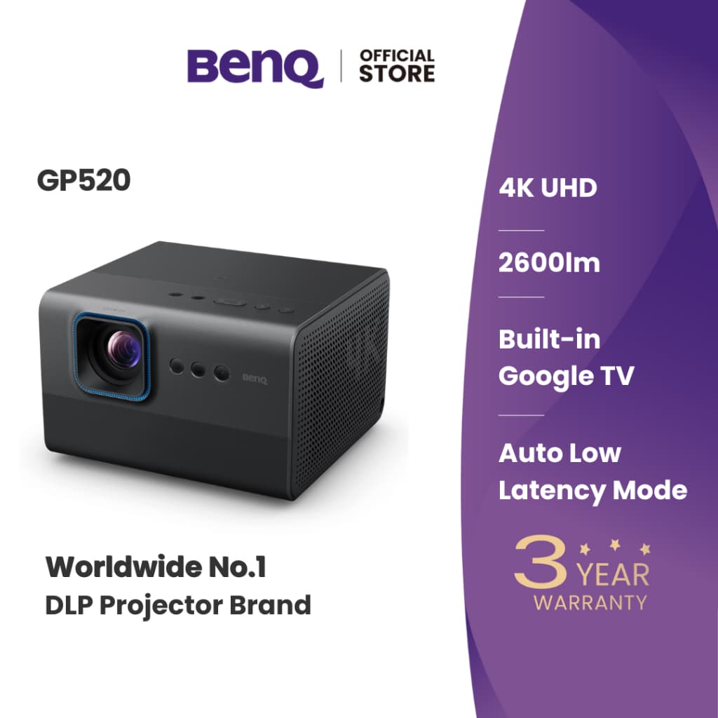 BenQ GP520 โปรเจคเตอร์ Google TV 4K HDR 2600lm Home Entertainment Projector (โปรเจคเตอร์ 4K) https://wayoza.com