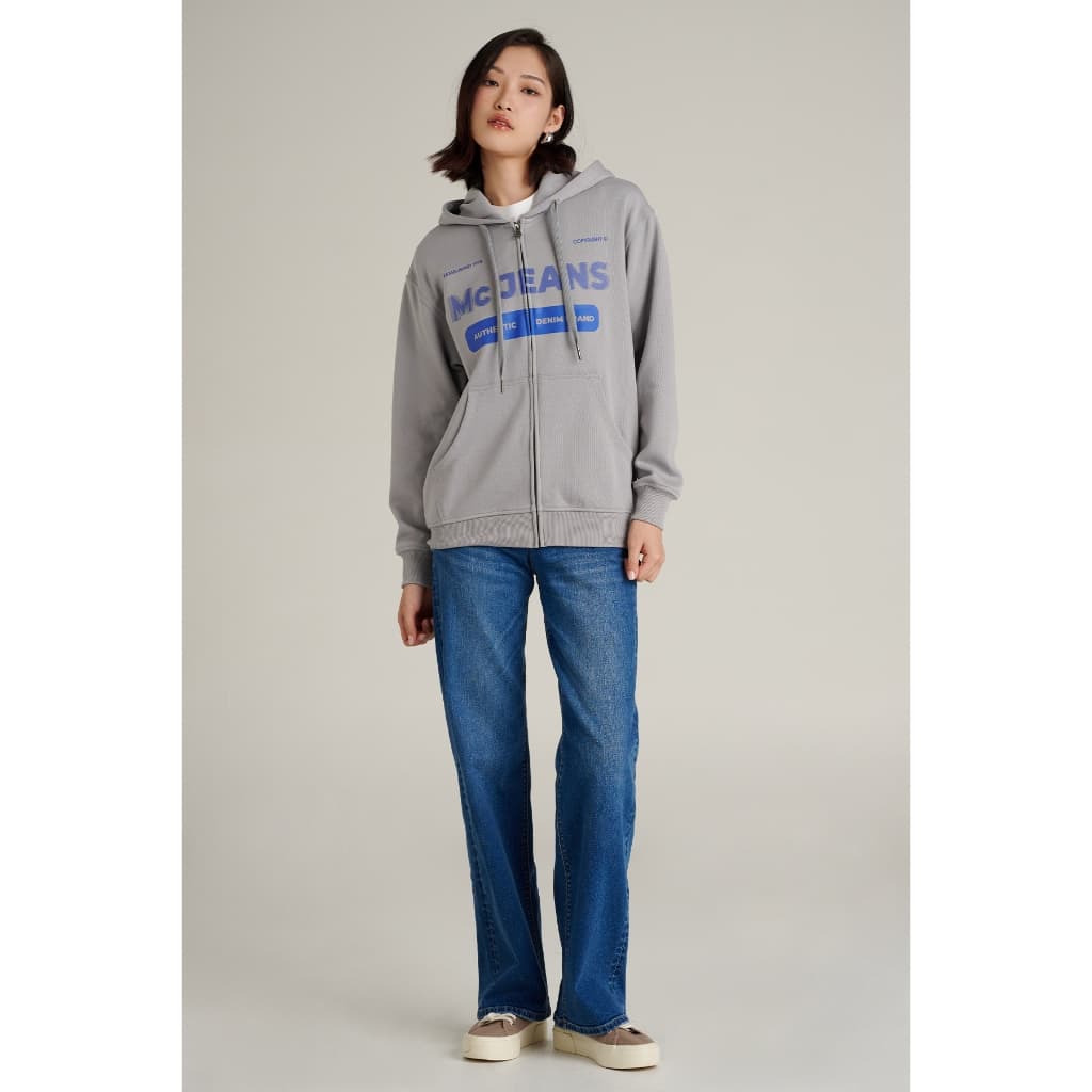 Mc jeans เสื้อกันหนาว ฮู้ดดี้ Unisex แขนยาว สีเทาอมฟ้า MJHP238 https://wayoza.com