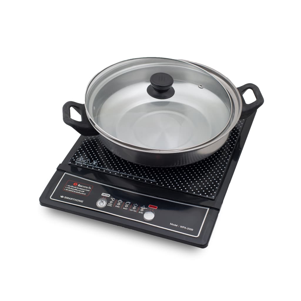 Smarthome รุ่น WPA-2009 เตาแม่เหล็กไฟฟ้า 1200 วัตต์ พร้อมหม้อและฝาแก้ว https://wayoza.com