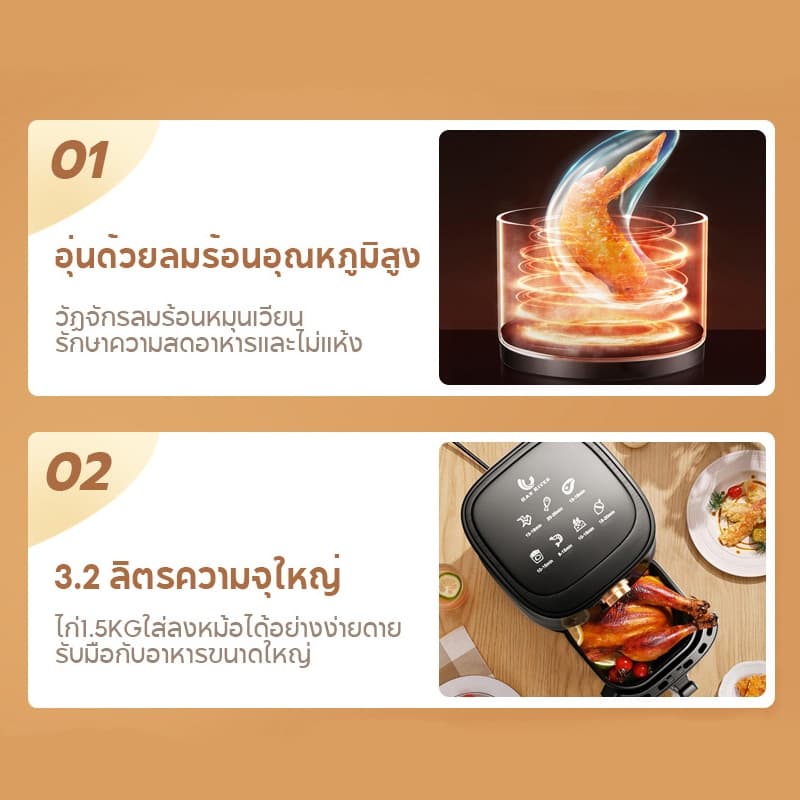 HAN RIVER รุ่น HRAF04 หม้อทอดไร้น้ำมัน ความจุ 3.5L Air Fryer หม้ออบลมร้อน 800W ไขมันต่ำ มัลติฟังก์ชั่น หม้อทอด https://wayoza.com