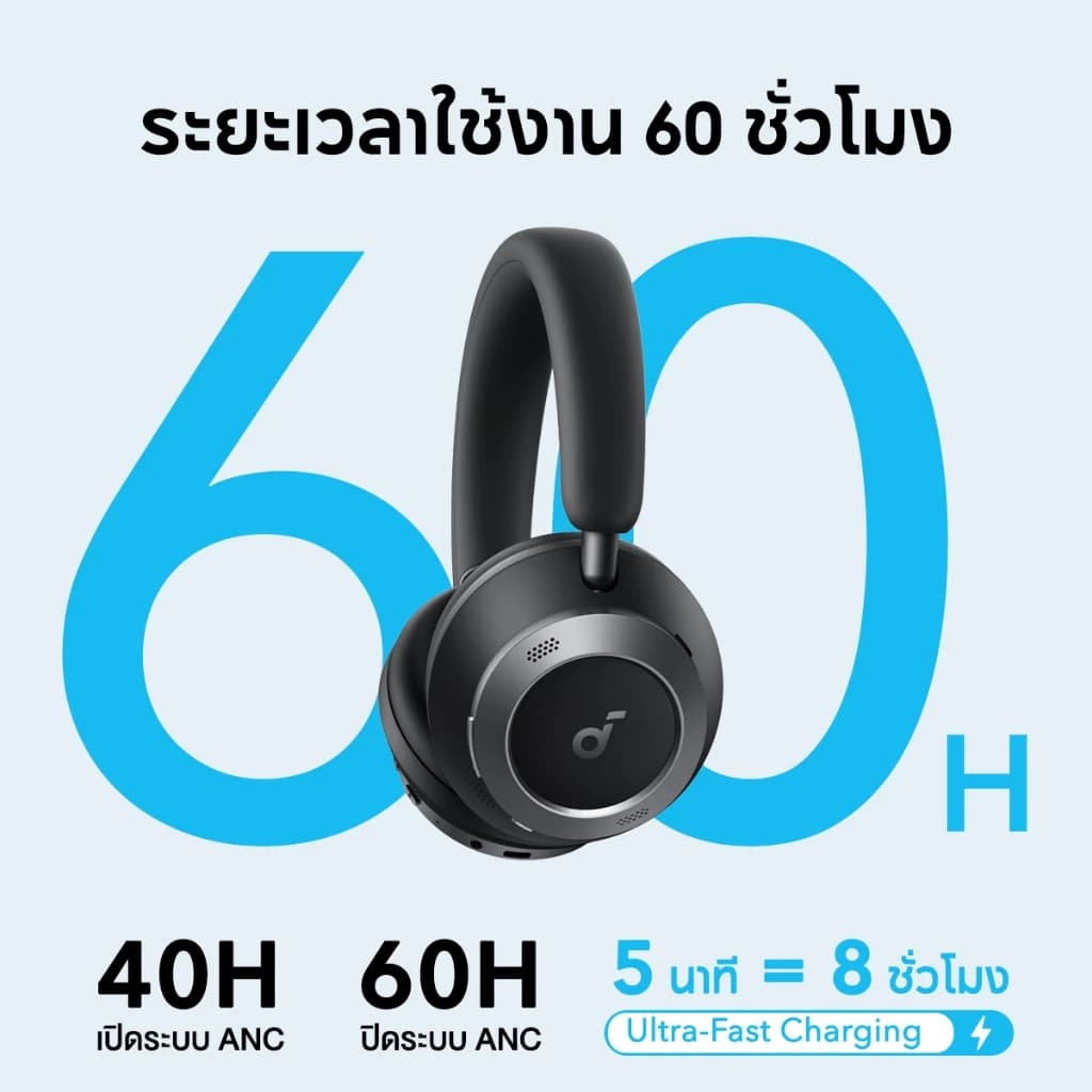 SOUNDCORE Space One Pro Foldable Over-Ear Headphones หูฟังบลูทูธไร้สาย หูฟังตัดเสียงรบกวน หูฟังไร้สาย Adaptive ANC A3062 https://wayoza.com