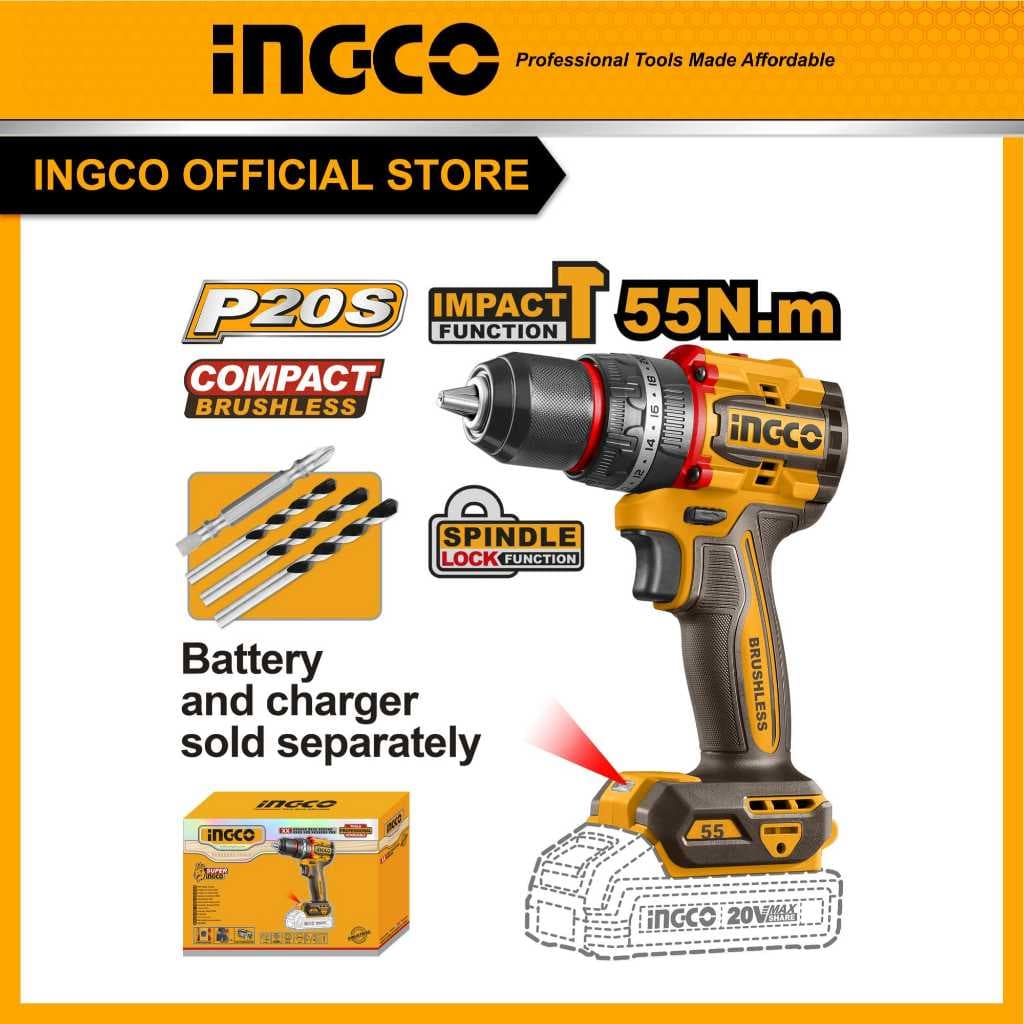 INGCO รุ่น CIDLI205581 แรงบิด 55 N.m สว่านไร้สาย 3 ระบบ เจาะ ขันสกรู กระแทก ชุดสว่านกระแทกไร้สาย https://wayoza.com