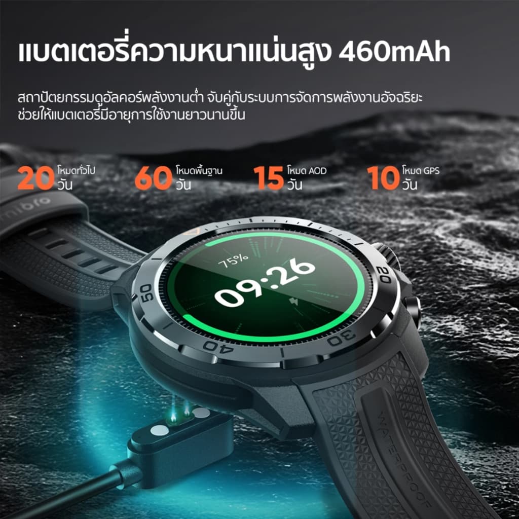 Mibro Watch GS Explorer สมาร์ทวอทช์ GPS ในตัว กันน้ำ 10ATM AMOLED 60Hz สว่าง 1500 Nit https://wayoza.com