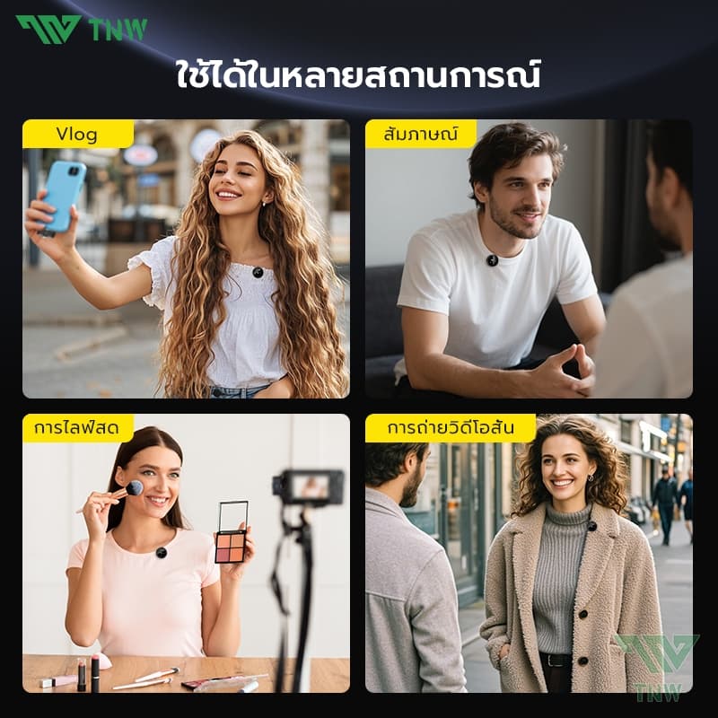 TNW A37 ไมค์ไร้สายไลฟ์สด 2.4Ghz ไมโครโฟนไร้สาย 2-In-1 Wireless Microphone พร้อมหน้าจอแบบดิจิตอล ไมค์ไร้สาย Lavalier ใช้ได้กับ IOS/Type-C https://wayoza.com