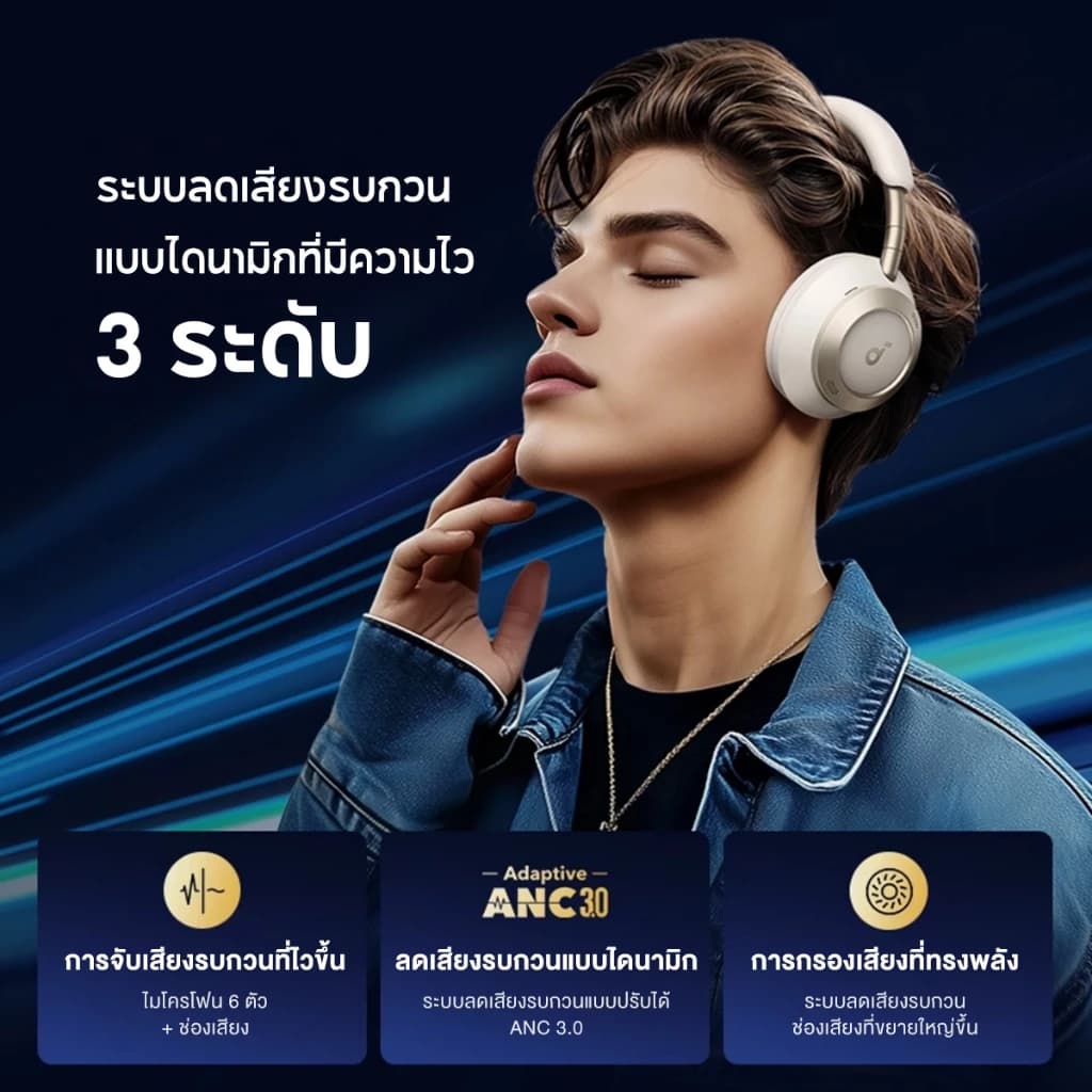 SOUNDCORE Space One Pro Foldable Over-Ear Headphones หูฟังบลูทูธไร้สาย หูฟังตัดเสียงรบกวน หูฟังไร้สาย Adaptive ANC A3062 https://wayoza.com