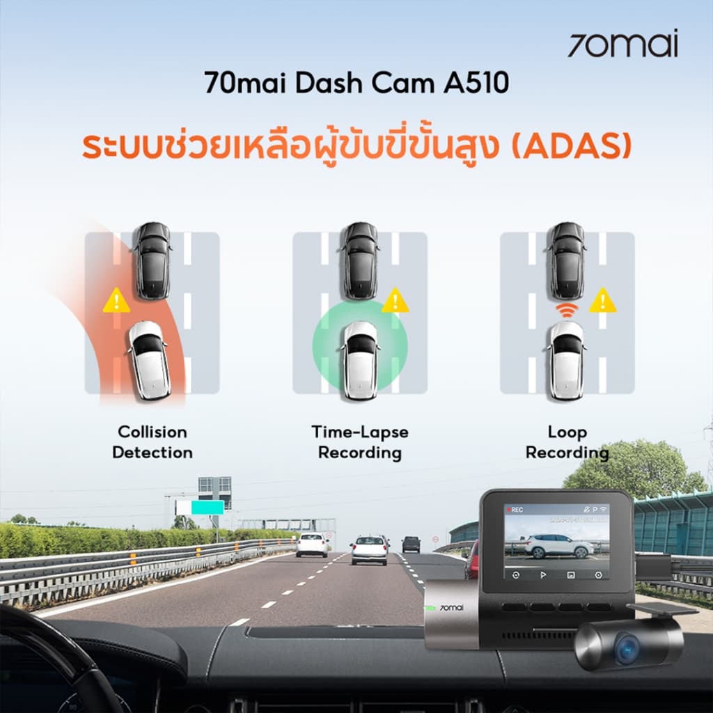 70mai A510 กล้องติดรถยนต์ 1944P Dash Cam Built-in GPS (ADAS) กล้องหลัง HD Car Camera กล้องติดรถยนต์อัฉริยะ 140 °องศามุมกว้าง https://wayoza.com
