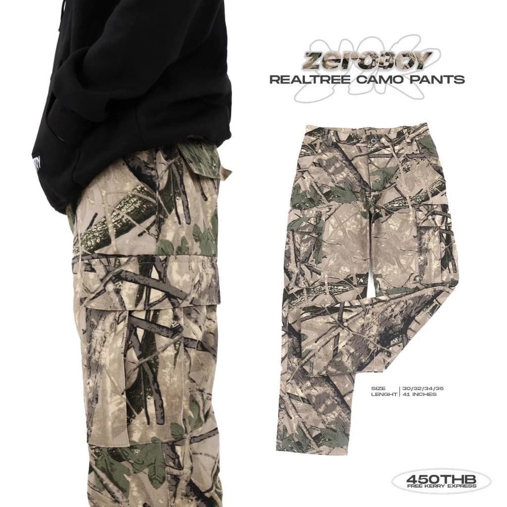 ZEROBOY - Realtree Camo Pants กางเกงขายาวคาร์โก้ลายพราง Style Vintage Y2K https://wayoza.com