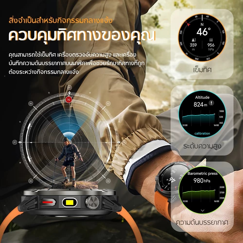 Aolon Navi R4 GPS สมาร์ทวอทช์ ตำแหน่งความถี่คู่หกดาวเทียม รับรู้การเคลื่อนไหวโดยอัตโนมัติ ระดับความสูง นาฬิกาสุขภาพ https://wayoza.com