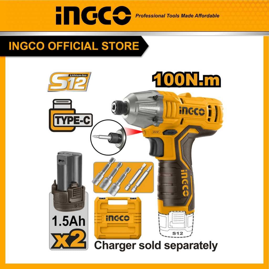 INGCO รุ่น CIRLI12015 แรงบิด 100 N.m ไขควงกระแทกไร้สาย 12V https://wayoza.com