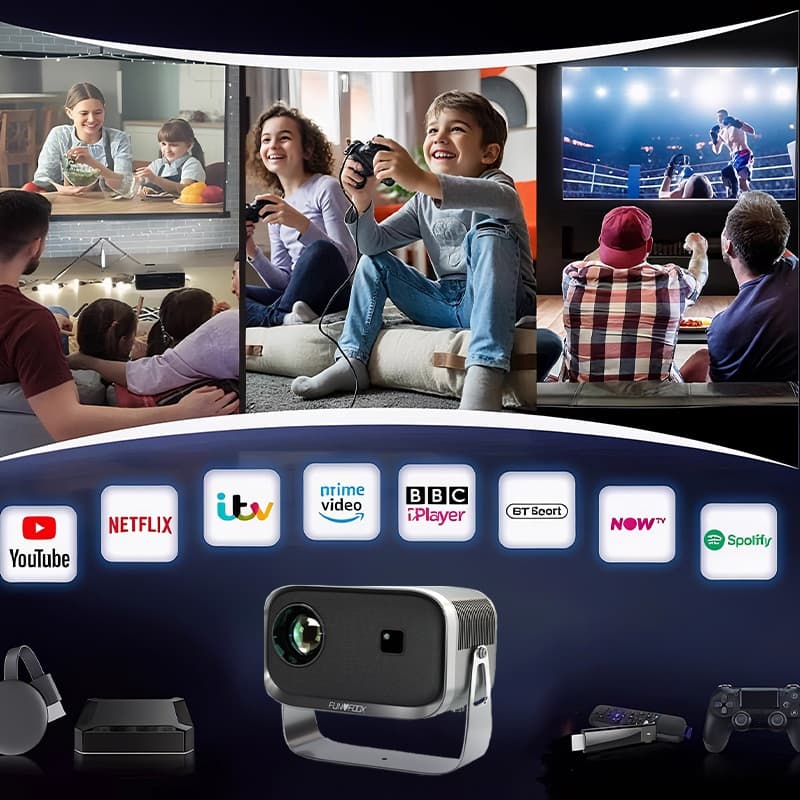FUNFOOX VENO โปรเจคเตอร์ Android TV 1080P รองรับ 4K projector mini โปรเจคเตอร์มินิ โปรเจคเตอร์มินิมอล ทีวี บลูทูธ คาราโอเกะ netflix/wifi https://wayoza.com