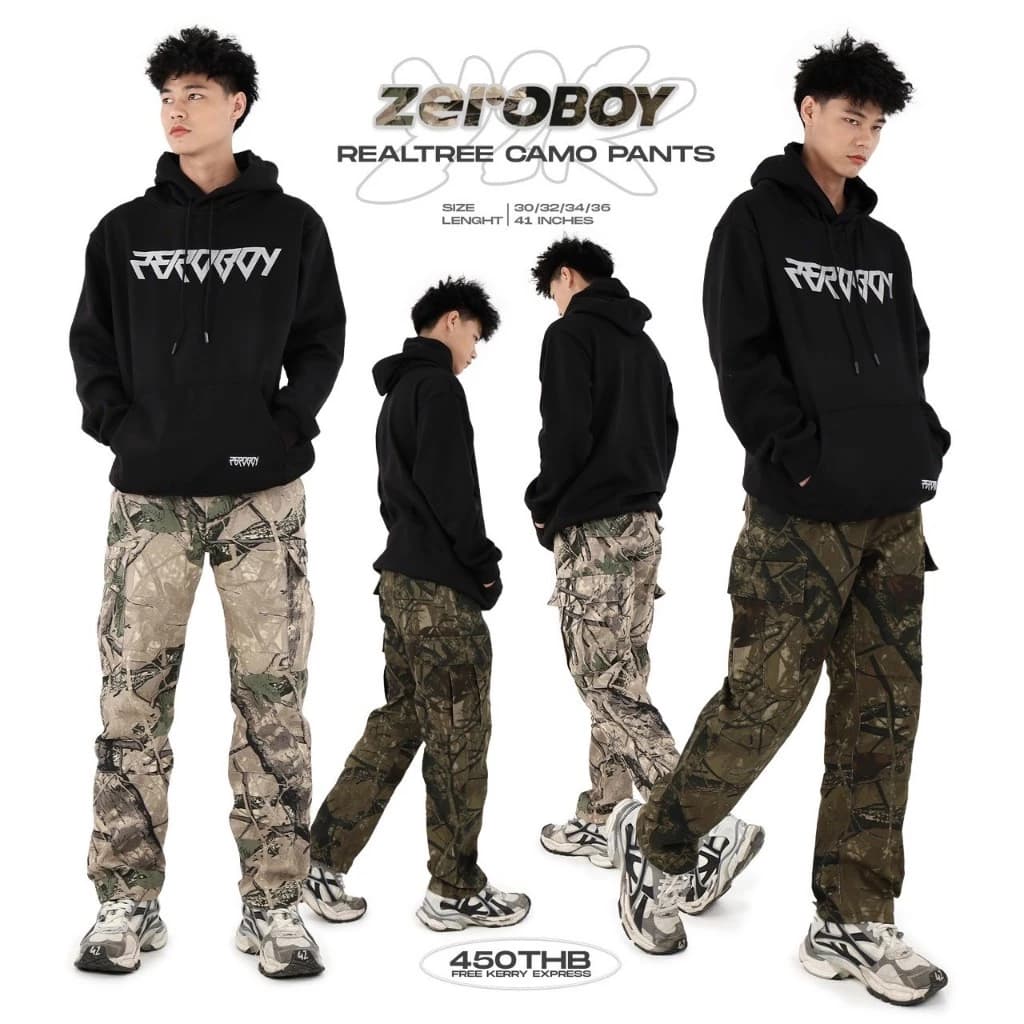 ZEROBOY - Realtree Camo Pants กางเกงขายาวคาร์โก้ลายพราง Style Vintage Y2K https://wayoza.com