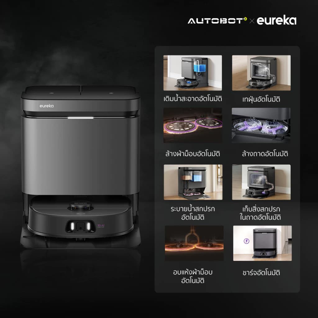 AUTOBOT x Eureka J15 หุ่นยนต์ดูดฝุ่นถูพื้น IntelliView™ AI แรงดู 16,200PA ScrubExtend™ https://wayoza.com