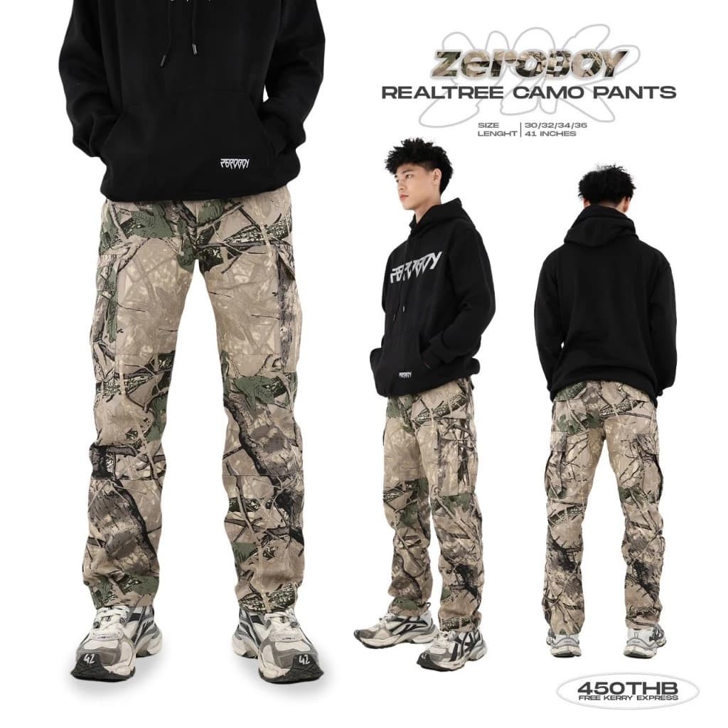 ZEROBOY - Realtree Camo Pants กางเกงขายาวคาร์โก้ลายพราง Style Vintage Y2K https://wayoza.com