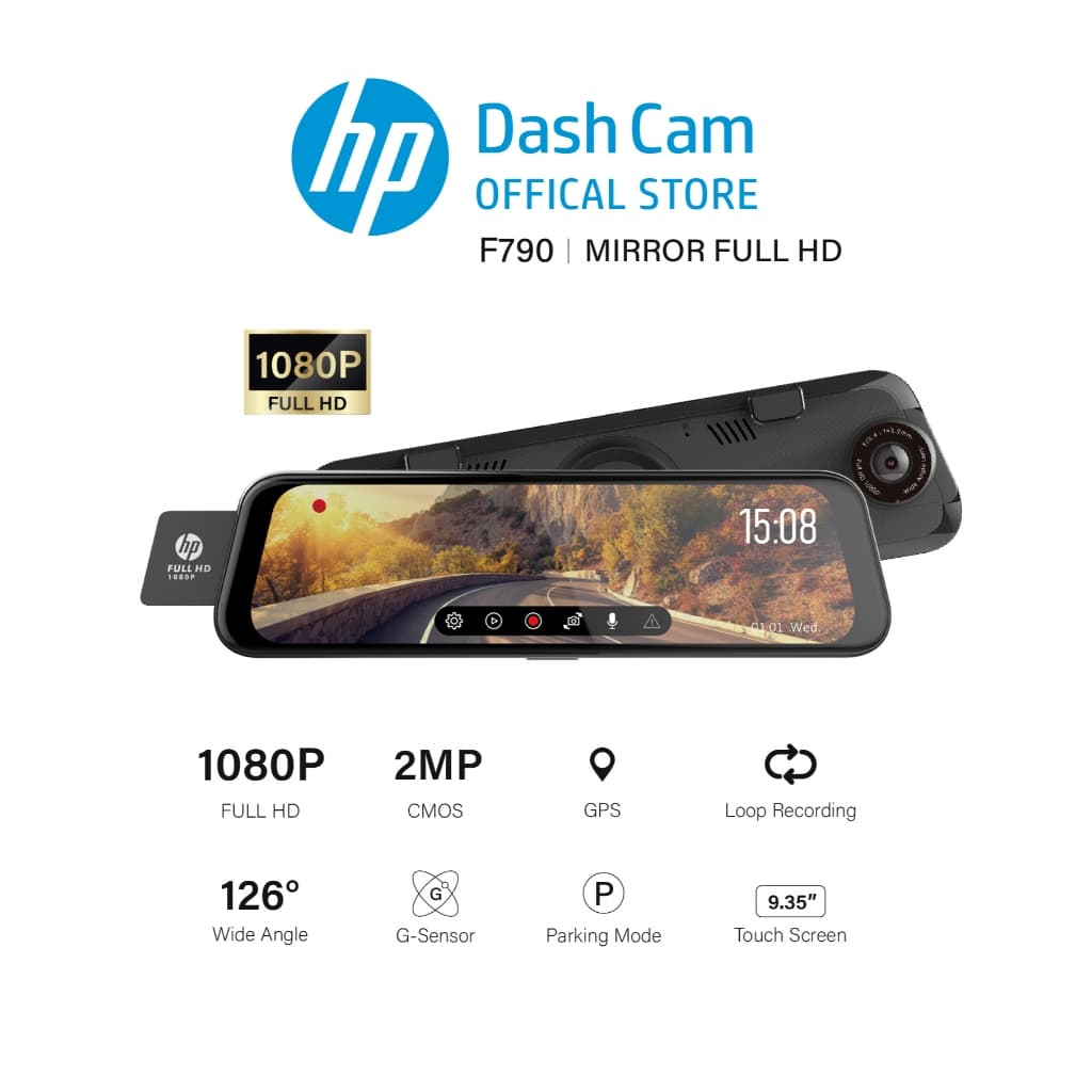 HP F790 กล้องติดรถยนต์ Dash Cam 1080P + กล้องหลัง FULL HD Built-In GPS มุมกว้าง 126 ° องศา กล้องติดรถยนต์ ทัชสกรีน https://wayoza.com