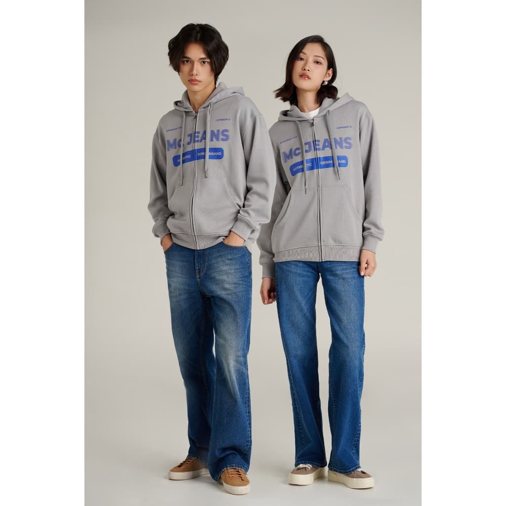 Mc jeans เสื้อกันหนาว ฮู้ดดี้ Unisex แขนยาว สีเทาอมฟ้า MJHP238 https://wayoza.com