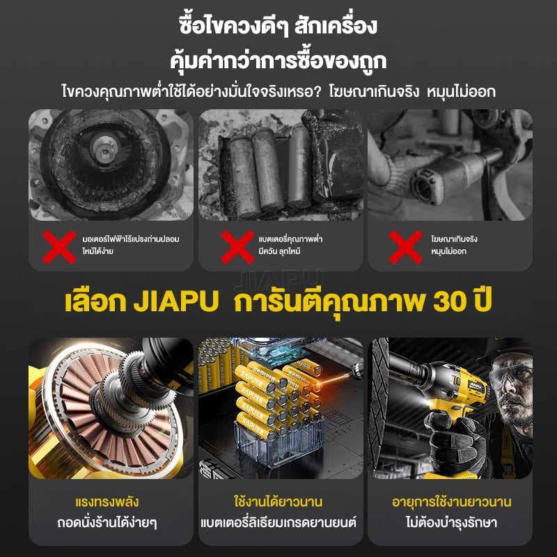 JIAPU แรงบิด 2580 N.m บล็อกไฟฟ้าไร้สาย บล็อกไฟฟ้า 21V บล็อกแบตเตอรี่ บล็อกไร้สาย บล็อกแบต แรงบิดสูงไร้สาย ประแจกระแทก https://wayoza.com
