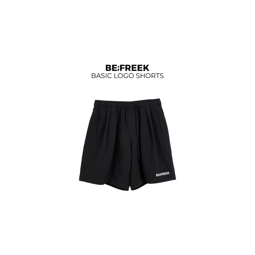 BE;FREEK กางเกงขาสั้น โลโก้เบสิก สีดำ (สินค้าพร้อมส่ง) Black Shorts Unisex Basic Logo https://wayoza.com